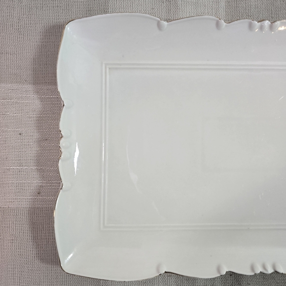 Elegant White Porcelain Vanity Tray Ornate Platter w/Gold Rim French Shabby Chic - Picture 12 of 13